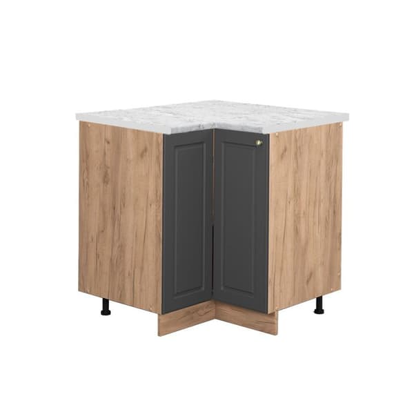 Fame-Line hörn möbel, 80,5 cm, PT Marmor, Anthracite-guld, gyllene ek, Vicco