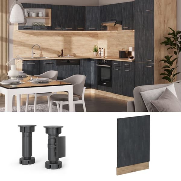 Façade R-Line, 45 cm utan PT, svart betong, gyllene ek, Vicco