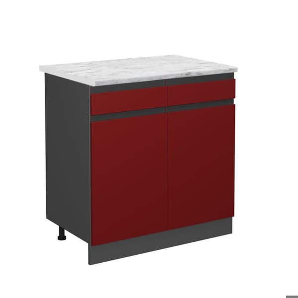 Köksmöbel R-Line, 80 cm PT Marmor, Röd, Antracit, Vicco