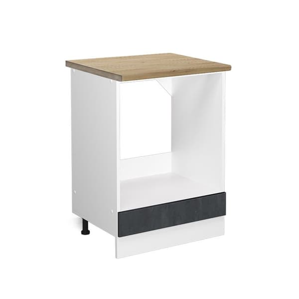 Meuble för ugn R-Line, 60 cm PT Ek, Svart betong, Vit, Vicco