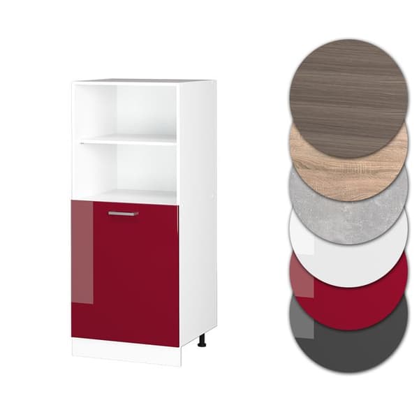 Möbel för ugn R-Line, 60 cm, Bourgogne hög glans, Vit, Vicco