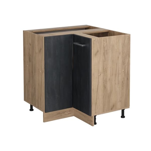 Hörn möbel R-Line, 75.6cm utan PT, Svart betong, Guld ek, Vicco