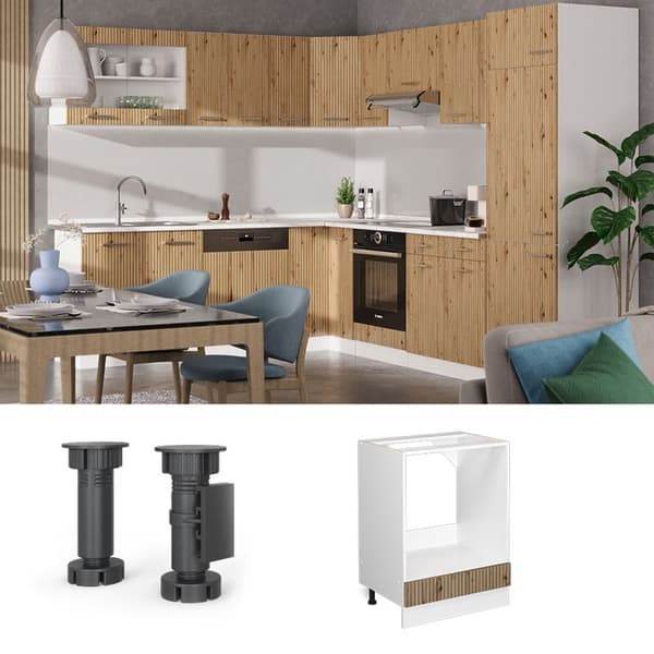 Meubel för ugn R-Line, 60 cm utan PT, Artisan Ek, Vit, Vicco