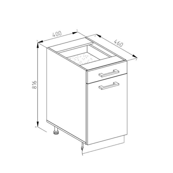 R-Line köksmöbler, 40 cm PT Marmor, Vit, Vicco