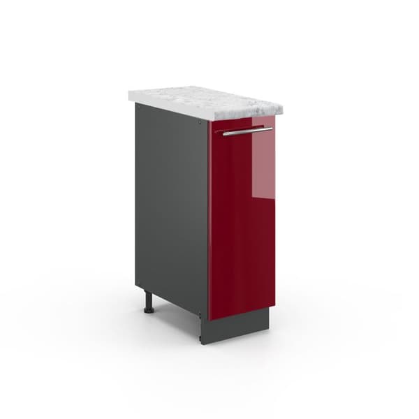 Köksmöbel Fame-Line, 30cm, PT Marmor, Bordeauxröd Hög glans, Antracit, Vicco