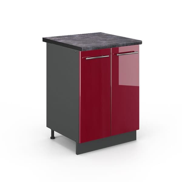 Köksunderdel Fame-Line, 60cm, PT Antracit, Bordeaux röd hög glans, Antracit, Vicco