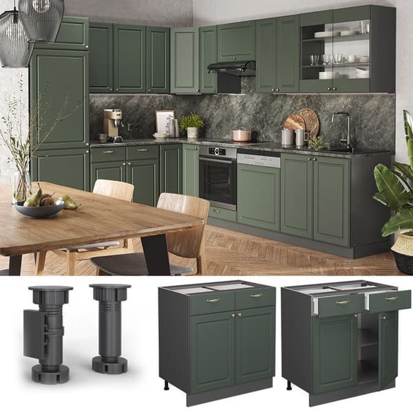 Köksmöbel Fame-Line, 80 cm, PT Ek, Grön Guld Landsbygd, Antracit, Vicco
