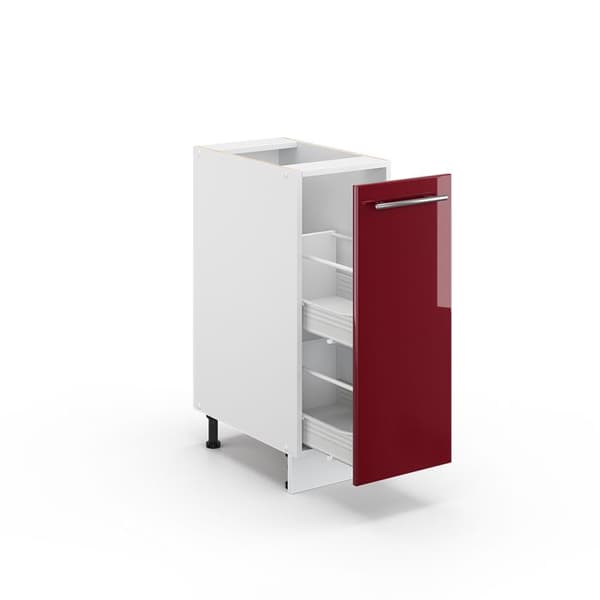 Köksmöbel Fame-Line, 30cm, PT Ek, Bordeaux hög glans, Vit, Vicco