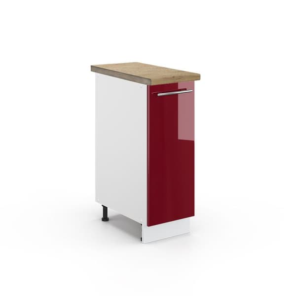 Köksmöbel Fame-Line, 30cm, PT Ek, Bordeaux hög glans, Vit, Vicco