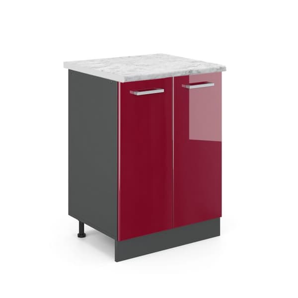 Kökslåga R-Line, 60cm PT Marmor, Bordeaux hög glans, Antracit, Vicco