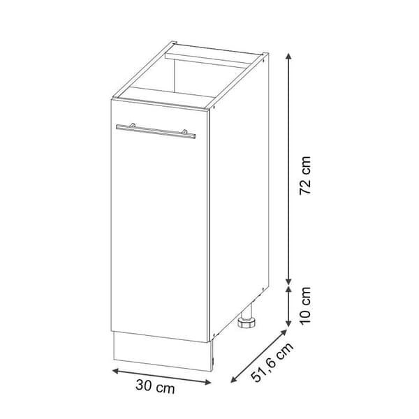 Köksmöbel Fame-Line, 30 cm, PT Antracit, Vit Högglans, Vit, Vicco