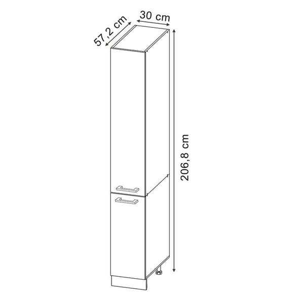 R-Line högt köksskåp, 30 cm, Högblank svart, Vicco