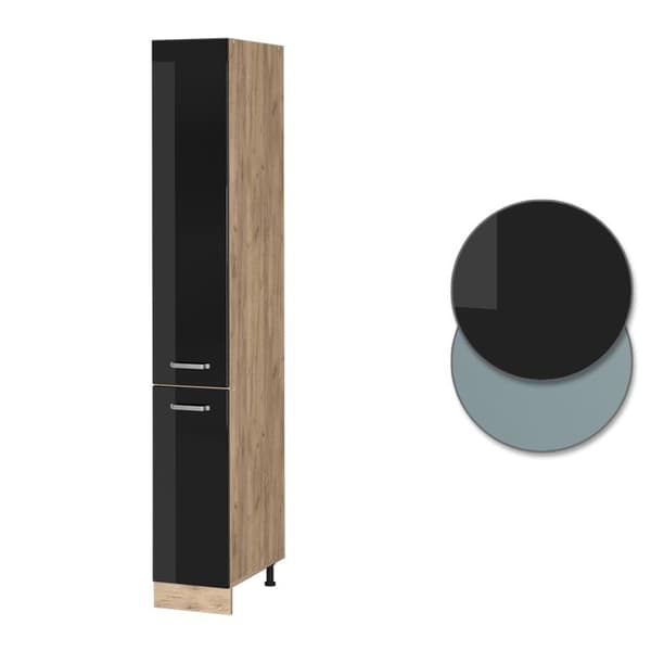 R-Line högt köksskåp, 30 cm, Högblank svart, Vicco