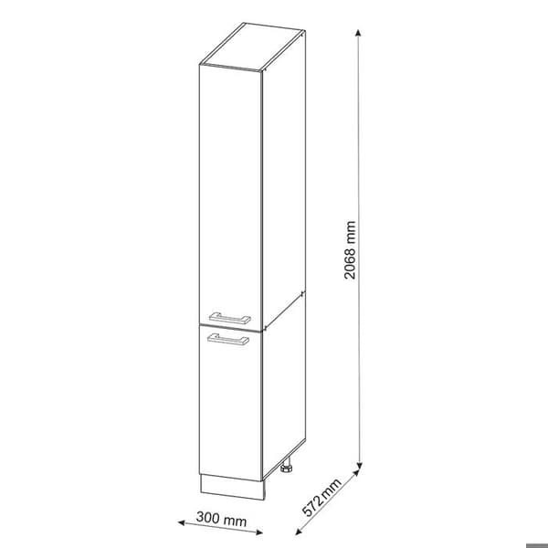 R-Line högt köksskåp, 30 cm, Antracit Högglans, Vicco