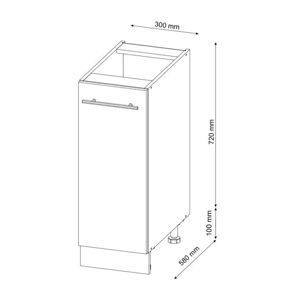 Fame-Line köksmöbler, 30 cm, PT Marble, Blank svart ek, Vicco