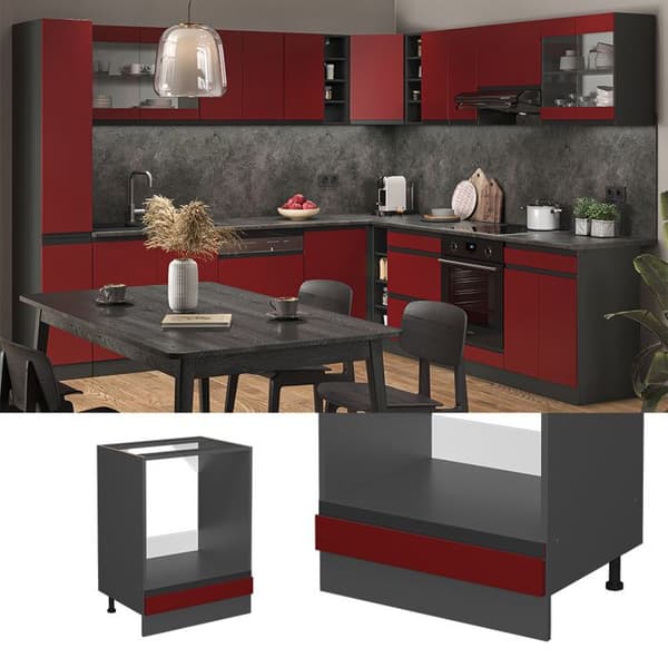 R-Line ugns Möbel, 60 cm PT Marmor, Röd, Anthracit, Vicco