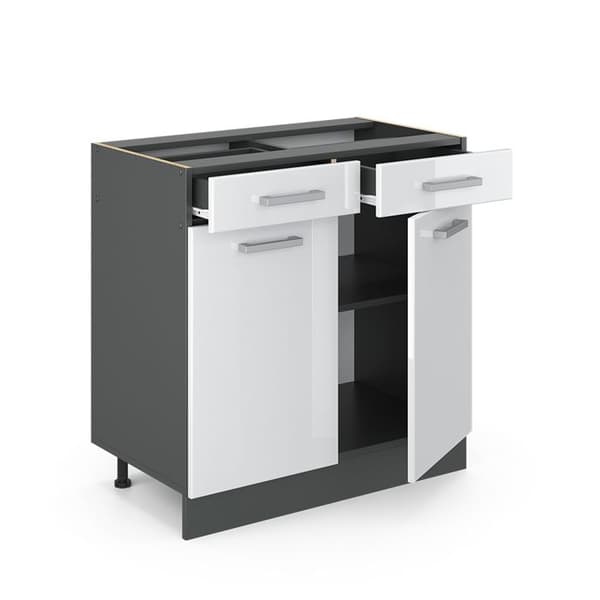 Köksmöbel R-Line, 80cm, PT Antracit, Vit hög glans, Antracit, Vicco