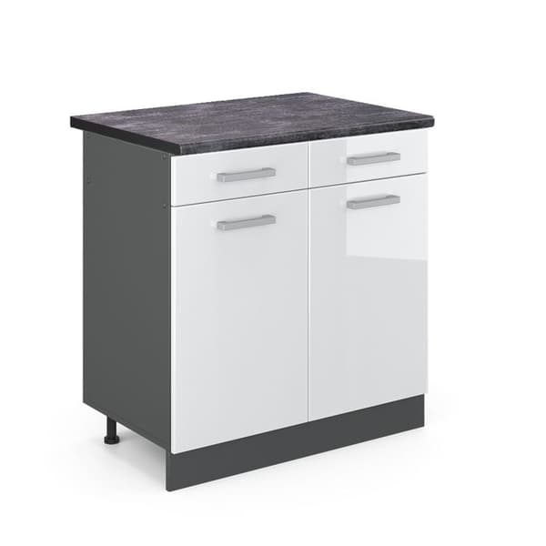 Köksmöbel R-Line, 80cm, PT Antracit, Vit hög glans, Antracit, Vicco