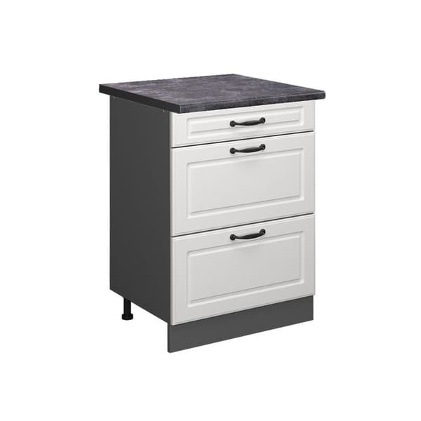 Köksmöbel R-Line, 60 cm med lådor, PT Antracit, Vit lantstil, Antracit, Vicco
