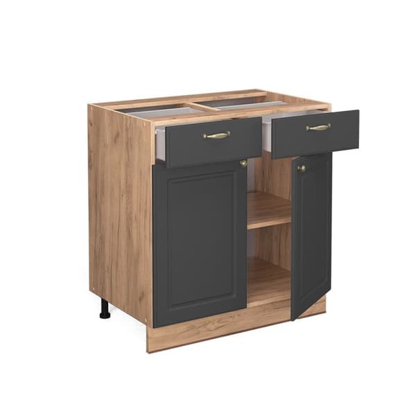 Kökmöbel Fame-Line, 80cm, PT Ek, Antracit-guld, Guld ek, Vicco