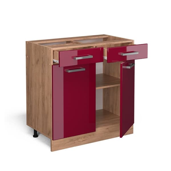 Vicco R-Line köksdel, vinröd Högblank, 80 cm utan bänkskiva