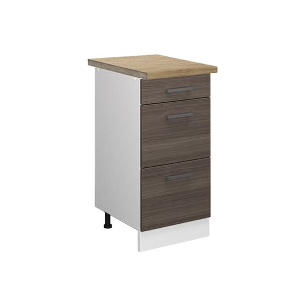 Köksmöbel R-Line, 40cm med lådor, PT Ek, Ädel grå, Vit, Vicco