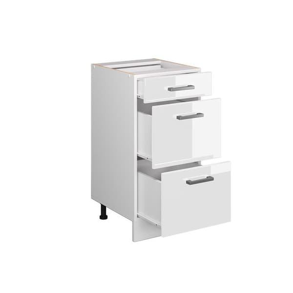 Köksmöbel R-Line, 40 cm med lådor, PT Antracit, Vit högglans, Vit, Vicco