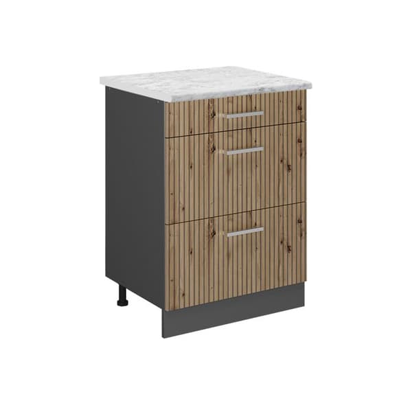 Köksskåp R-Line, 60 cm PT Marmor, Ek Artisan, Antracit, Vicco