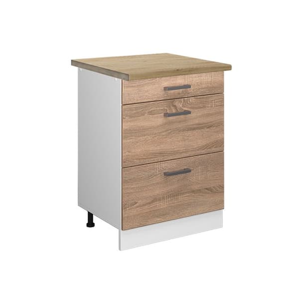 Kökmöbel R-Line, 60cm med lådor, PT Ek, Sonoma, Vit, Vicco