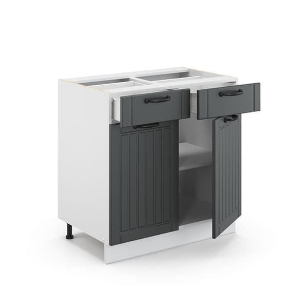 Köksmöbel Fame-Line, 80 cm, PT Marmor, Anthrazit landsby, Vit, Vicco