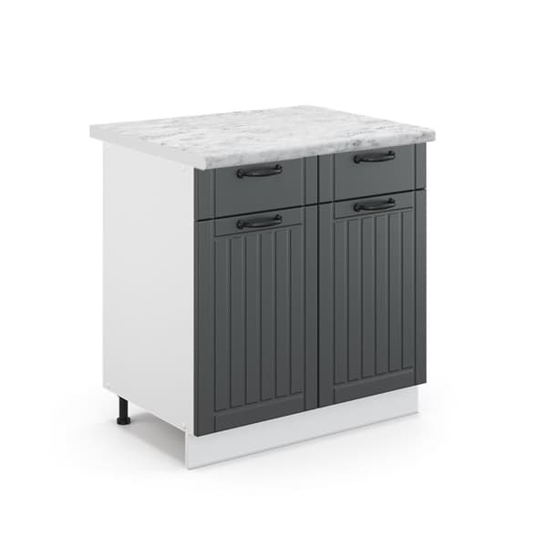 Köksmöbel Fame-Line, 80 cm, PT Marmor, Anthrazit landsby, Vit, Vicco