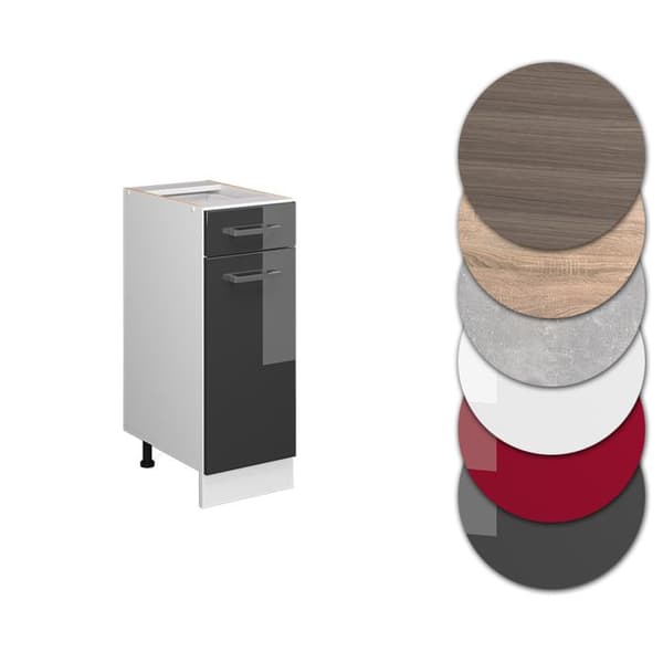 Köksmöbel R-Line, 30 cm utan PT, Antracit högglans, Vit, Vicco