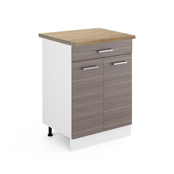 Köksmöbel R-Line, 60 cm med låda, PT Ek, Ädelgrå, Vit, Vicco