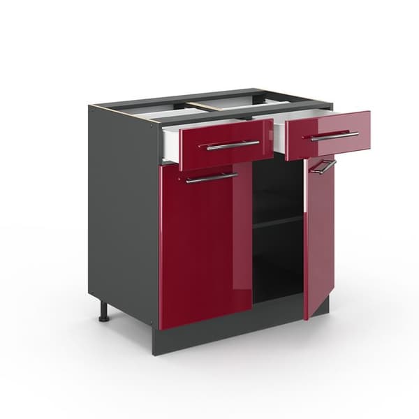 Köksmöbel Fame-Line, 80cm, PT Antracit, Bordeauxröd Hög glans, Antracit, Vicco