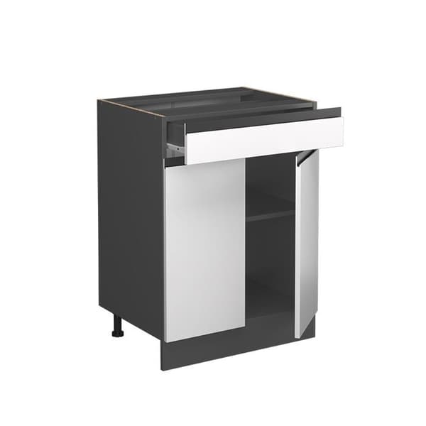Möbel kök R-Line, 60cm J-form, med låda, utan PT, Vit, Antracit, Vicco