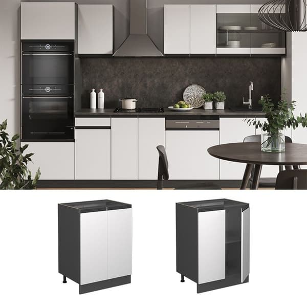 Köksunderskåp R-Line, 60cm, PT Antracit, Vit, Antracit, Vicco