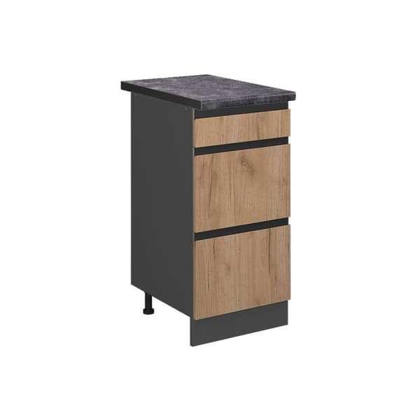 R-Line köksmöbler, 40 cm med lådor, PT antracit, gyllene ek, Vicco