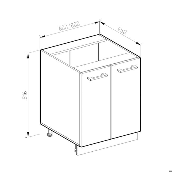 Köksunderskåp R-Line, 60cm, PT Antracit, Vit lantstil, Vit, Vicco