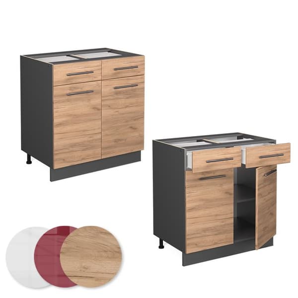 Köksmöbel Fame-Line, 80cm utan PT, Gyllene ek, Anthracite, Vicco