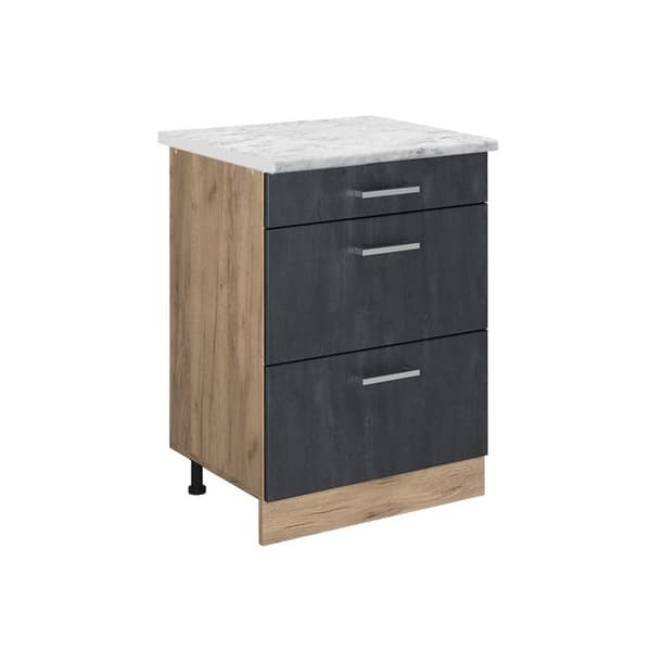 Vicco R-Line köksskåp, Svart betong, 60 cm PA Marmor