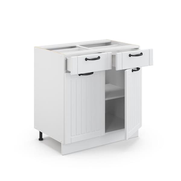 Köksmöbel Fame-Line, 80cm, PT Marmor, Vit landsby, Vit, Vicco