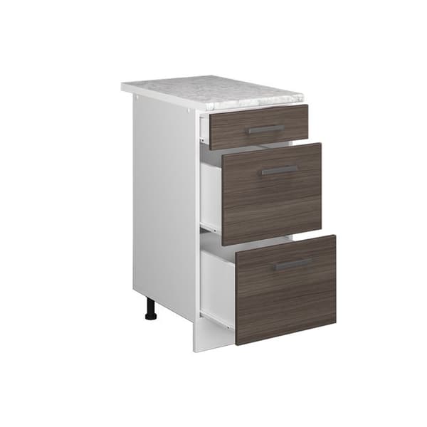 Köksmöbel R-Line, 40cm med lådor, PT Marmor, Ädel grå, Vit, Vicco