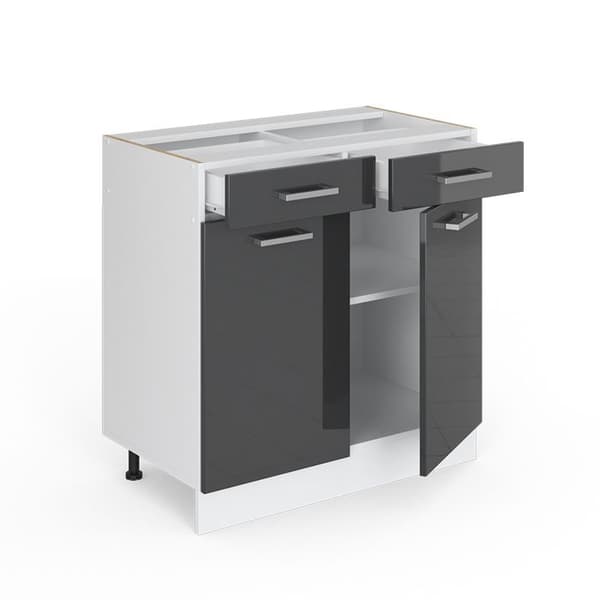 Köksmöbel R-Line, 80cm, PT Antracit, Antracit Hög glans, Vit, Vicco
