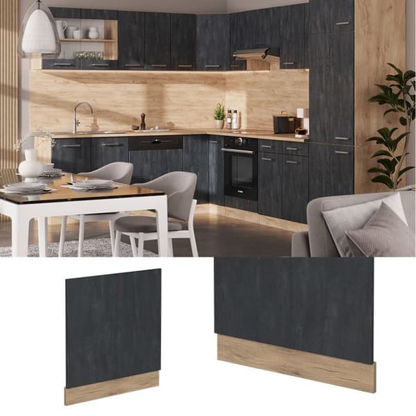 Façade R-Line, 60cm PT Antracit, Svart betong, Gyldent eik, Vicco