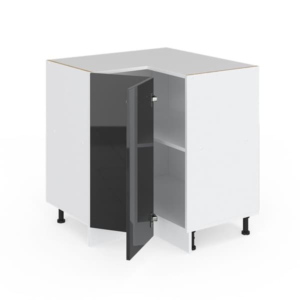Hörnmöbel R-Line, 75,6 cm, PT Ek, Antracit hög glans, Vit, Vicco