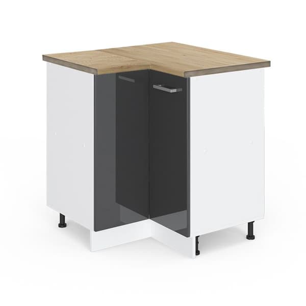 Hörnmöbel R-Line, 75,6 cm, PT Ek, Antracit hög glans, Vit, Vicco
