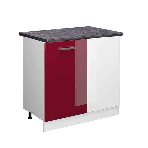 Hörnsoffbord R-Line, 86cm, PT Antracit, Bordeaux röd Hög glans, Vit, Vicco