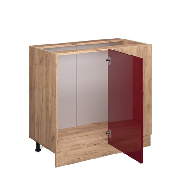 Kombinationsmöbel R-Line, 86cm utan PT, Bordeauxröd hög glans, Guldstarka ek, Vicco