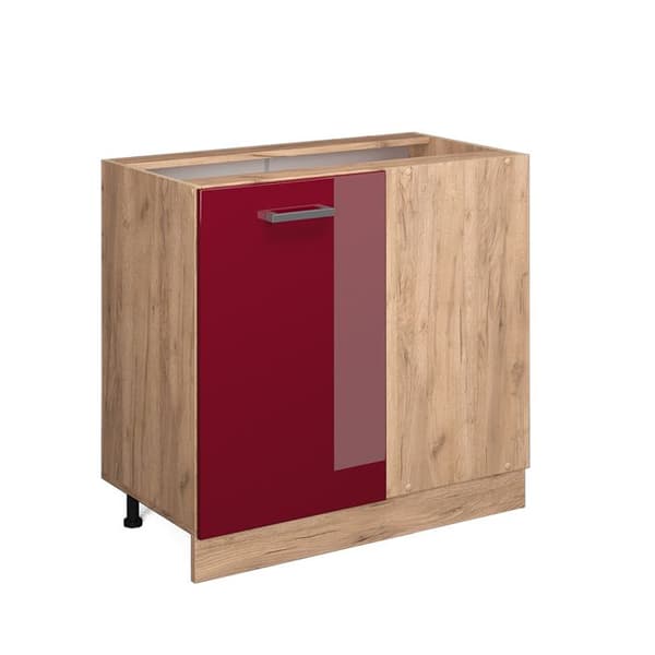 Kombinationsmöbel R-Line, 86cm utan PT, Bordeauxröd hög glans, Guldstarka ek, Vicco