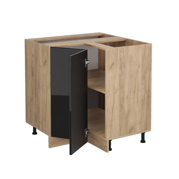 Hörnmöbel R-Line, 75.6cm, PT Antracit, Svart högblanka, Guld ek, Vicco